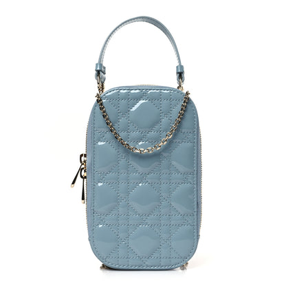 Christian Dior Patent Cannage Lady Dior Phone Holder Bracing Blue 1 of 10