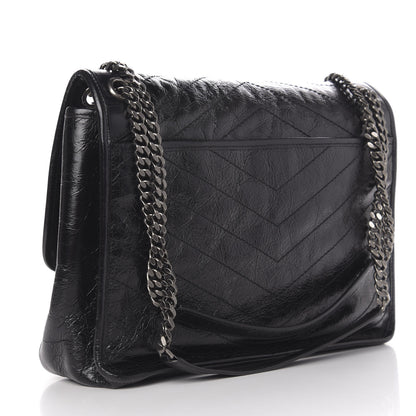Saint Laurent Crinkled Calfskin Matelasse Monogram Large Niki Chain Satchel Black 3 of 10