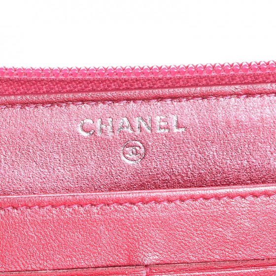Metallic Patent Quilted Boy L-Gusset Zip Wallet Pink
