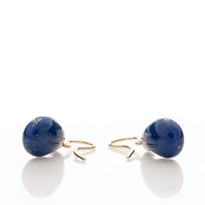 Tiffany 18K Yellow Gold Lapis Elsa Peretti Drop Earrings Blue 3 of 4