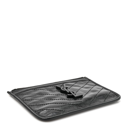 Saint Laurent Crinkled Calfskin Matelasse Monogram Niki Bill Pouch Black 4 of 7