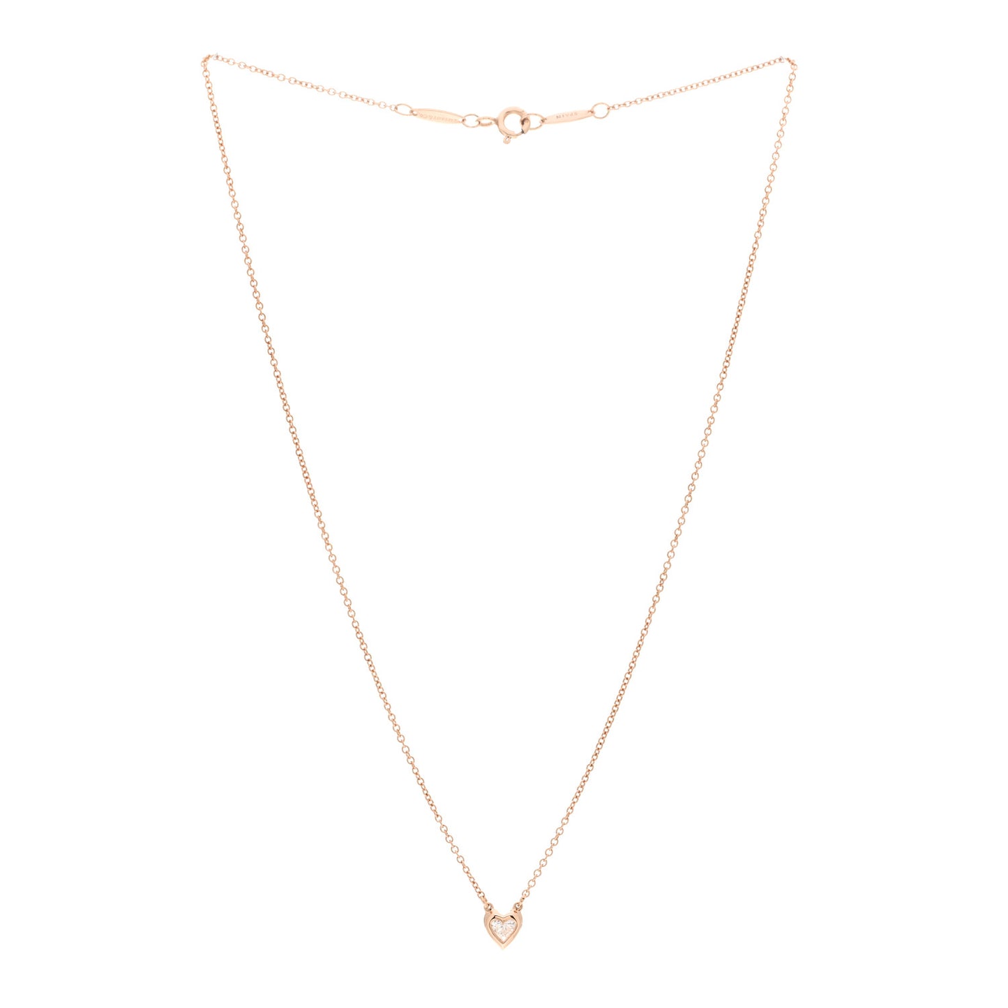 18K Rose Gold Diamond .17ct Elsa Peretti Diamonds by the Yard Heart Pendant Necklace