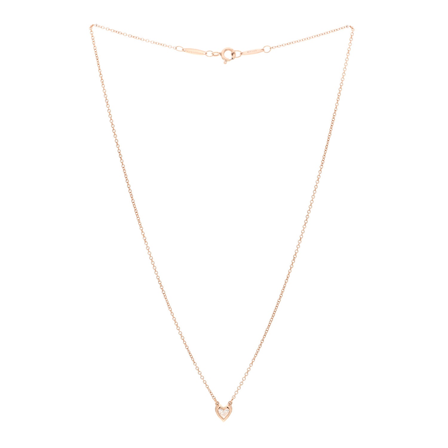 Tiffany 18K Rose Gold Diamond .17ct Elsa Peretti Diamonds by the Yard Heart Pendant Necklace 3 of 5