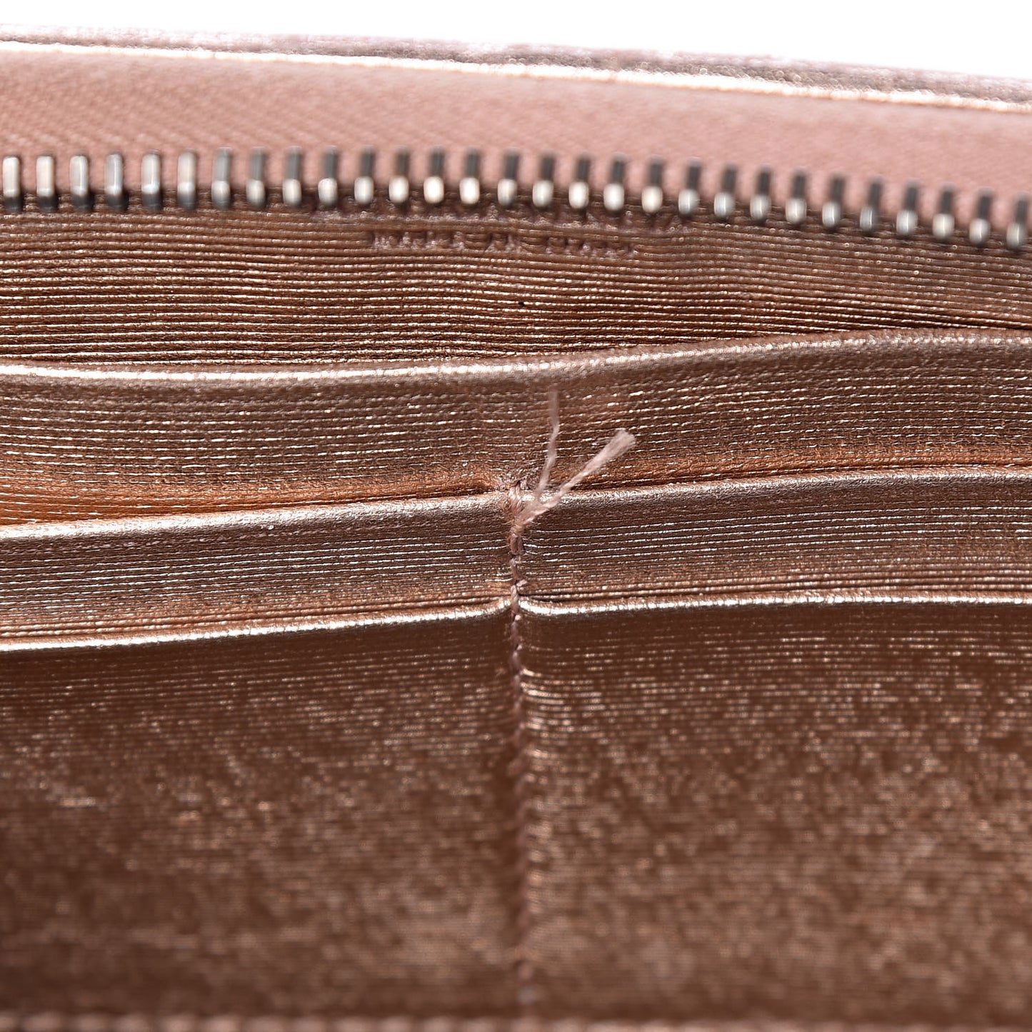 Metallic Grosgrain Intrecciato Zip Around Wallet Rose Gold