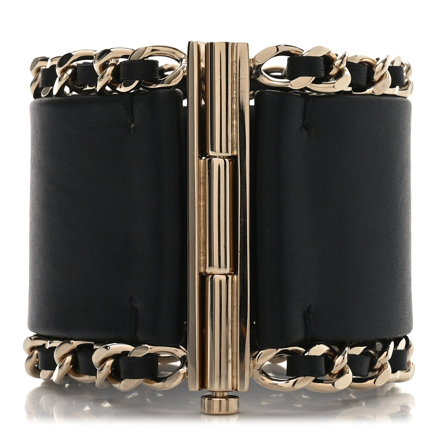 Chanel Lambskin Chain CC Cuff M Black Gold 3 of 6