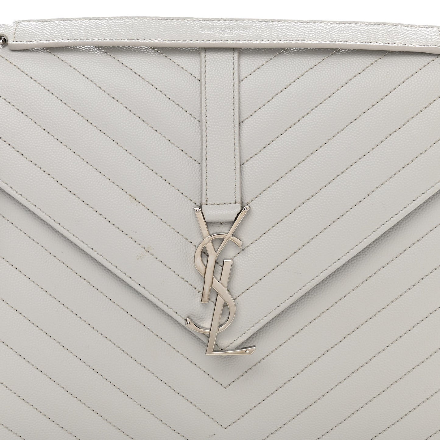 Grain De Poudre Matelasse Chevron Large Monogram Satchel Light Grey