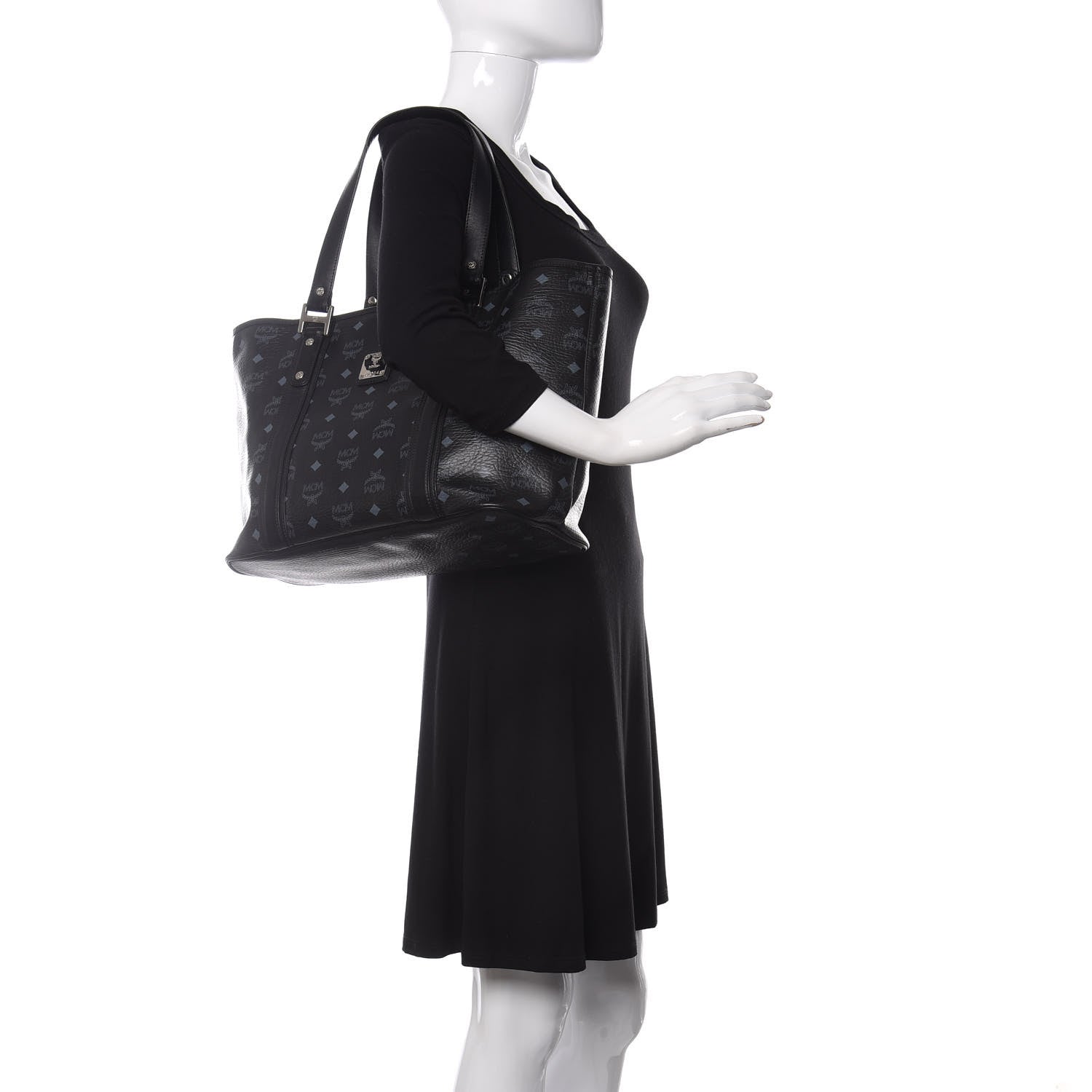 MCM Visetos Shopping Tote Black 2 of 9