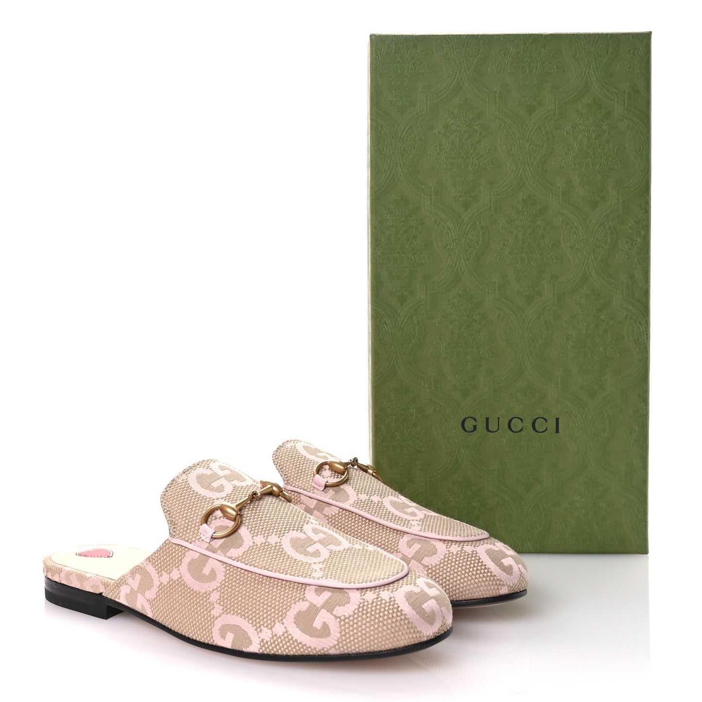 Monogram Macro GG Nappa Charlotte Womens Princetown Slippers 36 Beige Perfect Pink