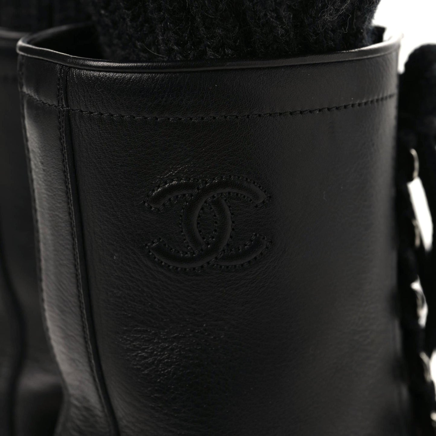 Calfskin Sock High CC Combat Boots 39.5 Black Dark Grey