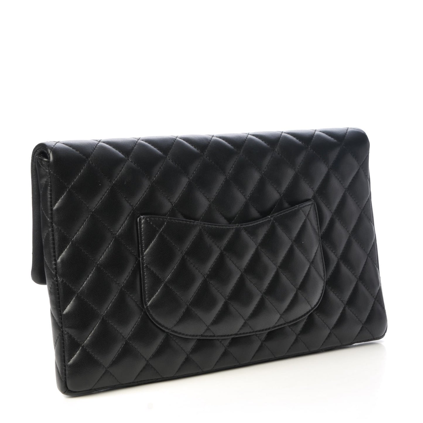 Lambskin Quilted Flap Clutch Black