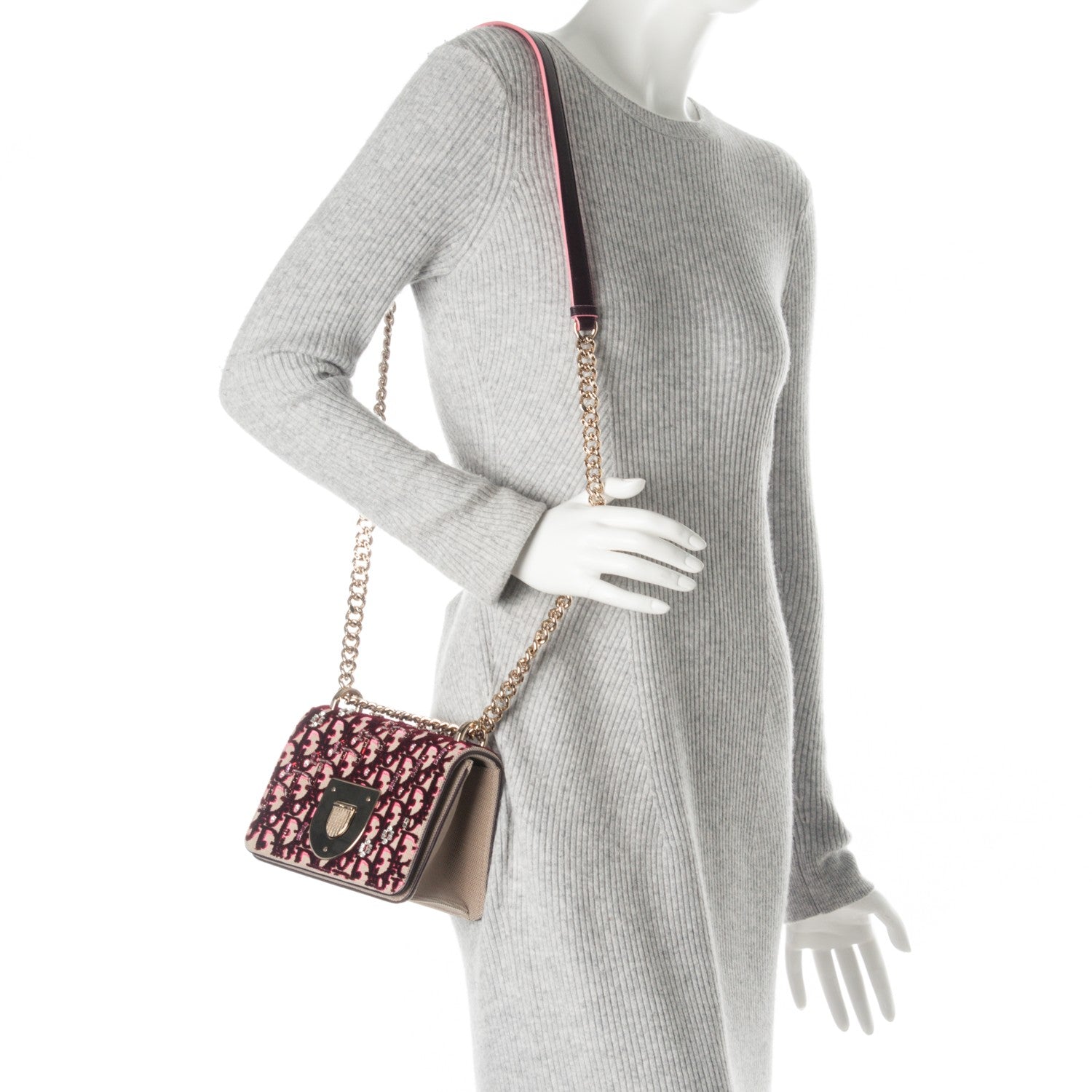 Christian Dior Velvet Crystal Small Diorama Club Flap Bag Plum 2 of 8