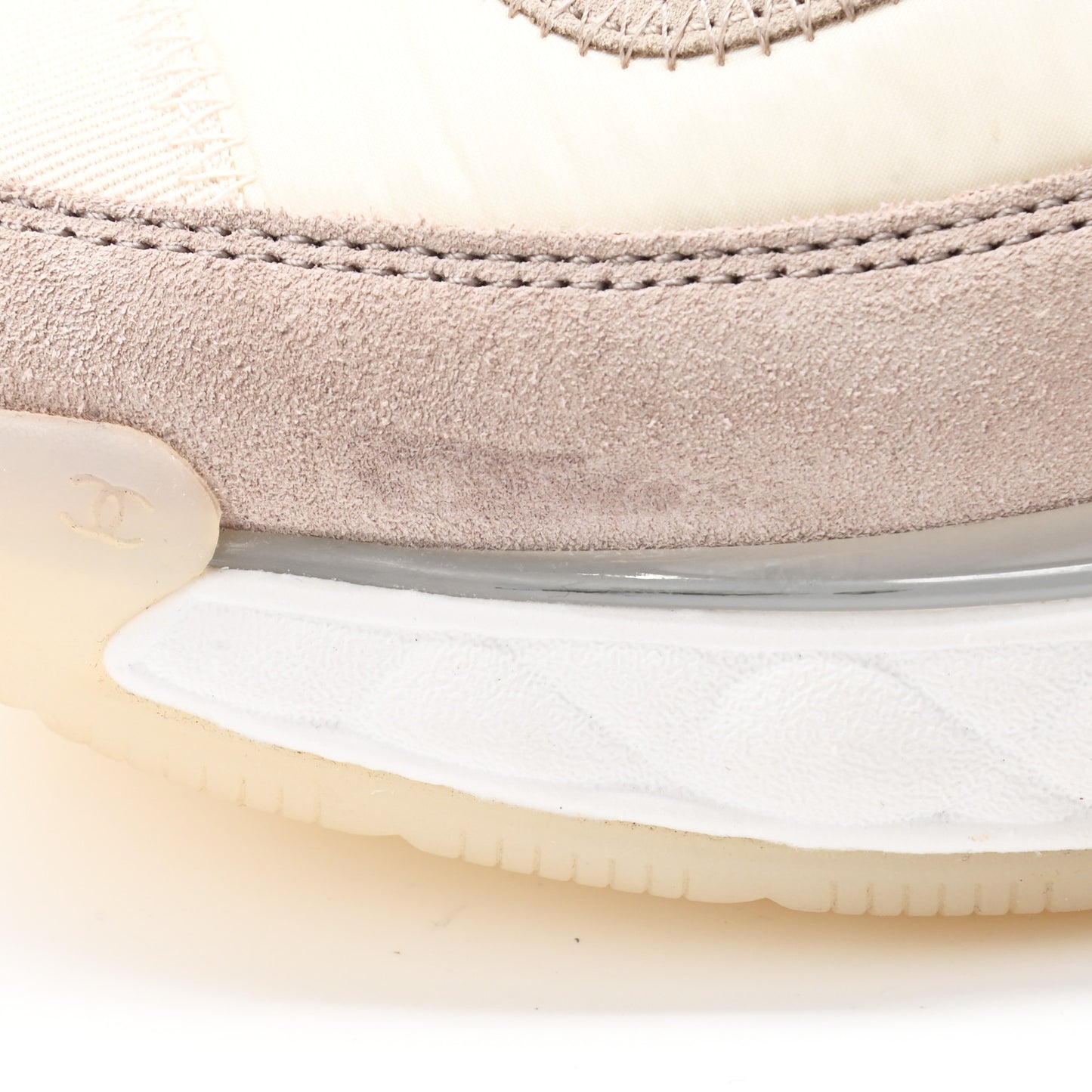 Suede Calfskin Nylon Grosgrain CC Sneakers 37 Beige Pink