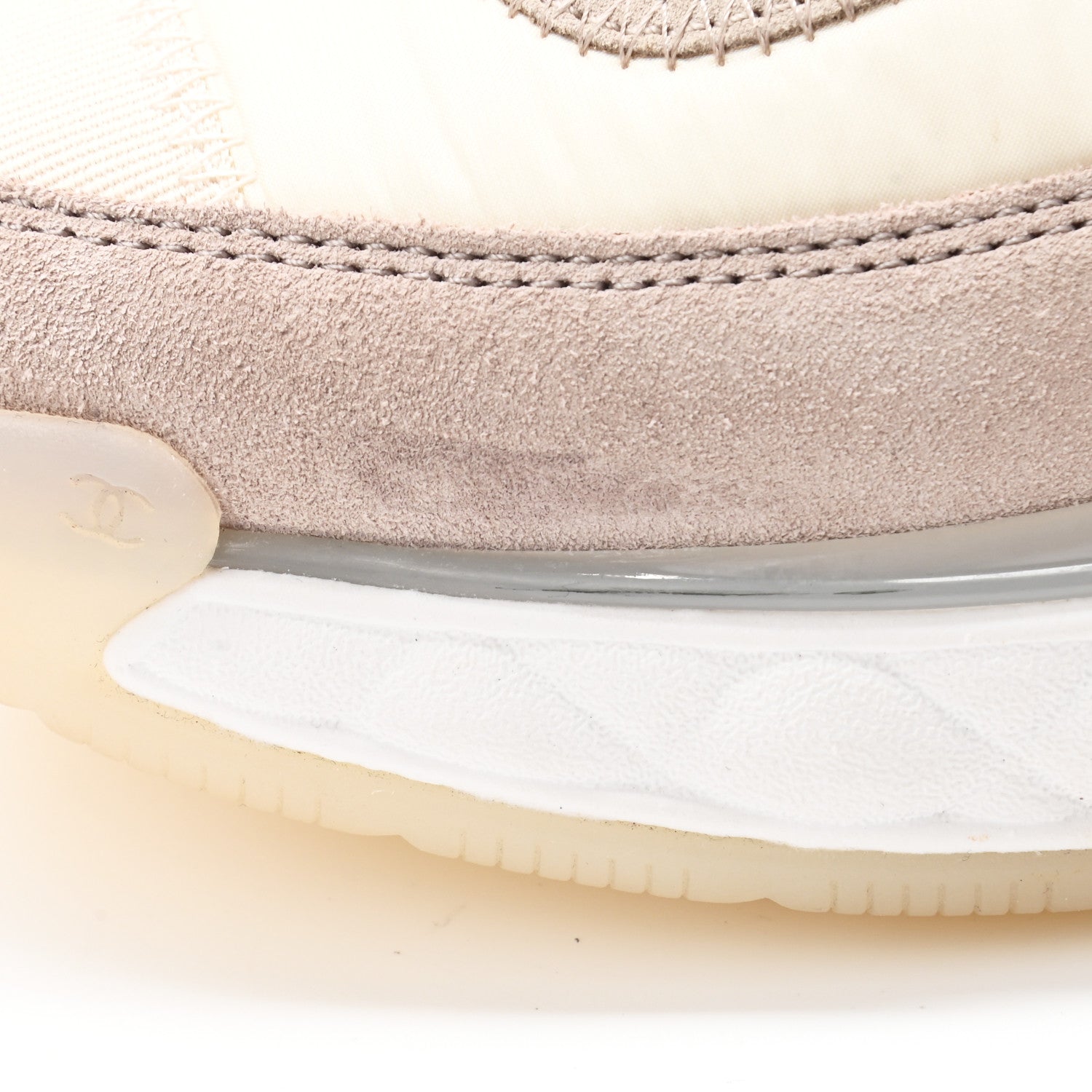 Chanel Suede Calfskin Nylon Grosgrain CC Sneakers 37 Beige Pink 11 of 12