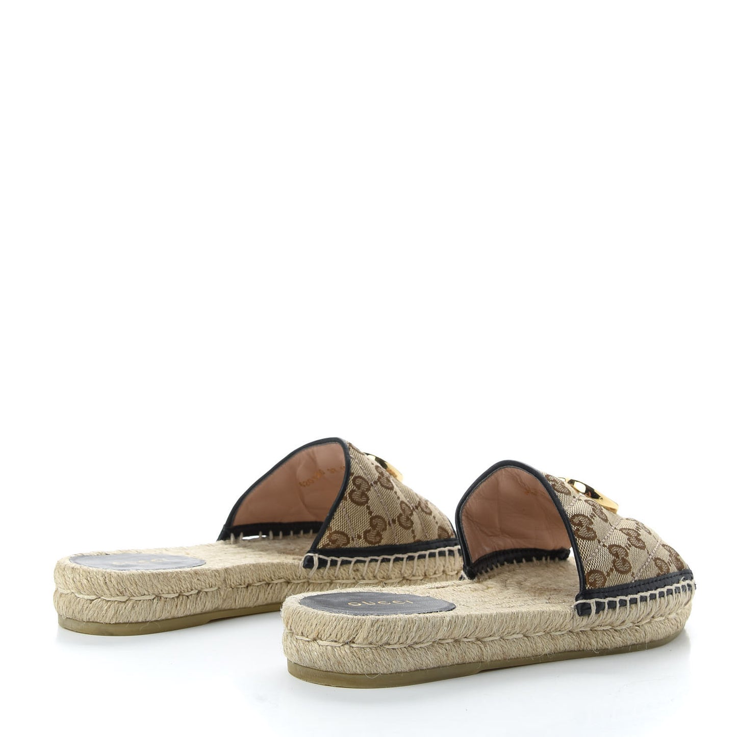 Monogram Matelasse GG Marmont Espadrille 20mm Slide Sandals 37 Beige Ebony Black