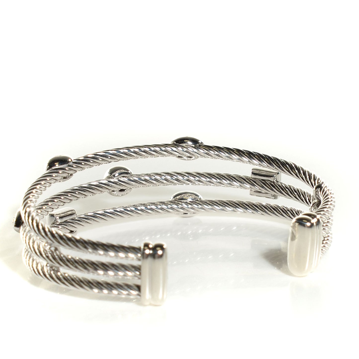 Sterling Silver Diamond Three Row Confetti Cuff Bracelet