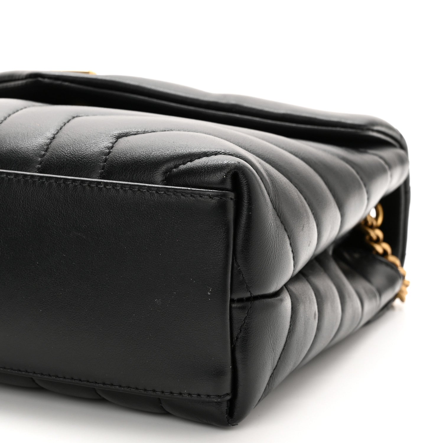 Saint Laurent Calfskin Y Quilted Monogram Small Loulou Chain Satchel Black 9 of 14