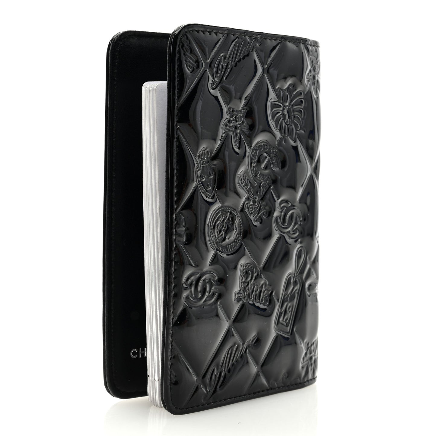 Patent Calfskin Lucky Symbols Agenda Cover Black