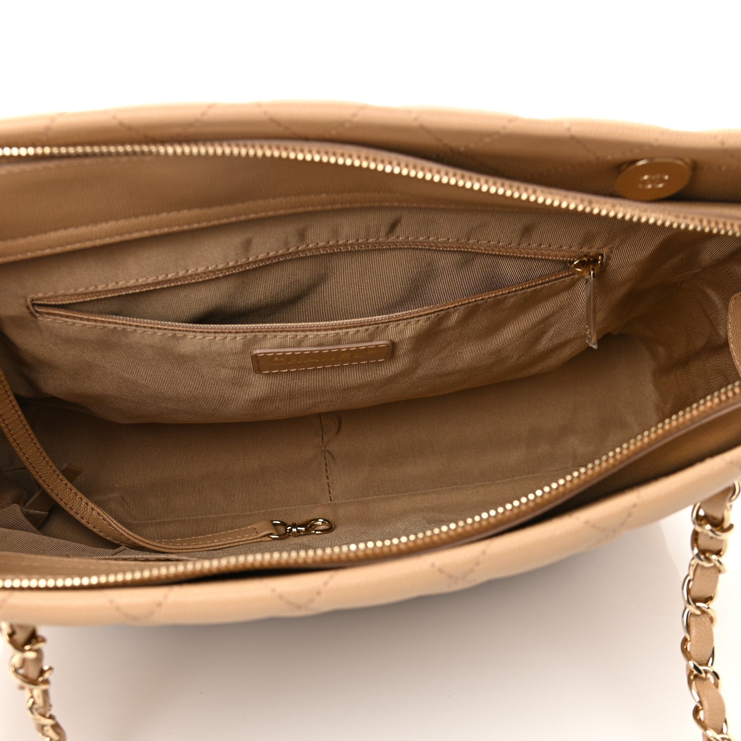 Caviar Quilted Rolled Up Tote Beige