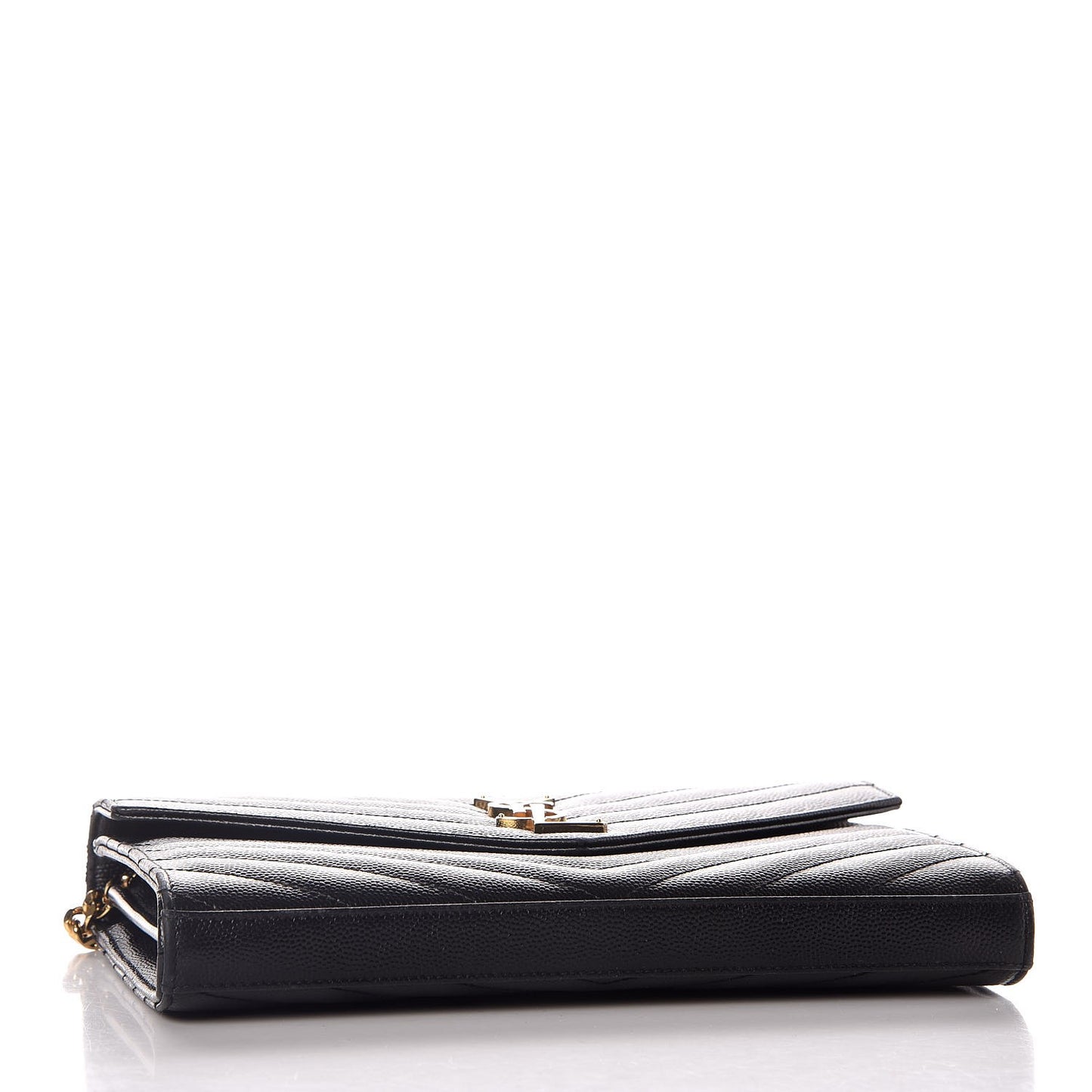 Grain De Poudre Matelasse Chevron Monogram Chain Wallet Black