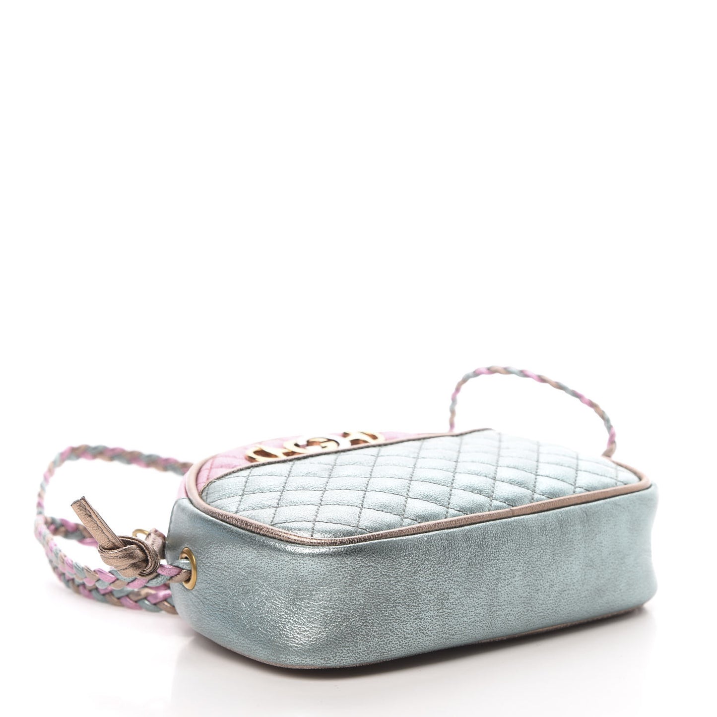 Laminated Nappa Trapuntata Mini Zumi Dome Shoulder Bag Rosa Lago Rame