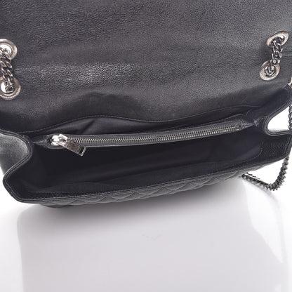 Saint Laurent Calfskin Mixed Matelasse Triquilt Large Monogram Envelope Satchel Black White 5 of 13