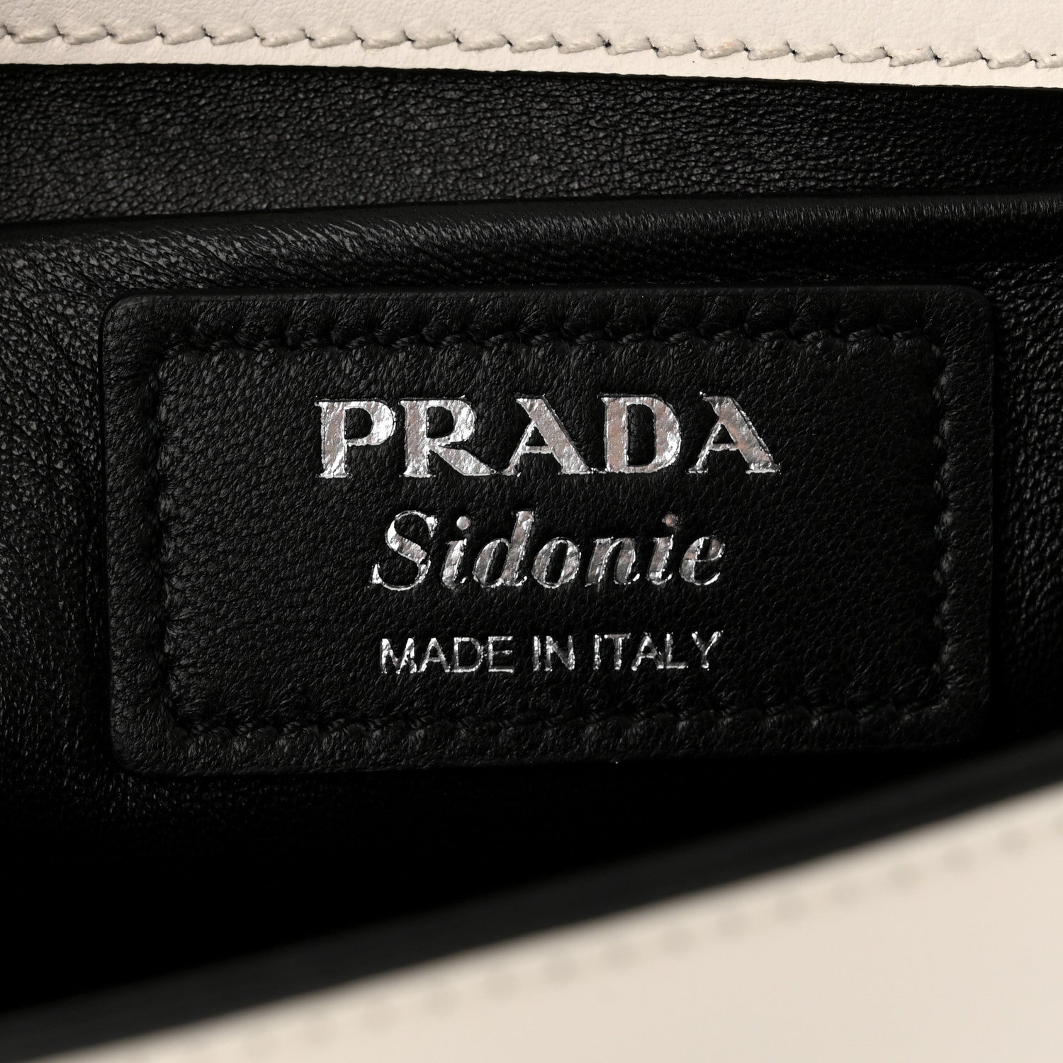 Prada City Calfskin Small Sidonie Shoulder Bag White Black 6 of 11