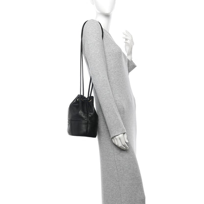 Chanel Lambskin CC Stitched Drawstring Bucket Bag Black 2 of 14