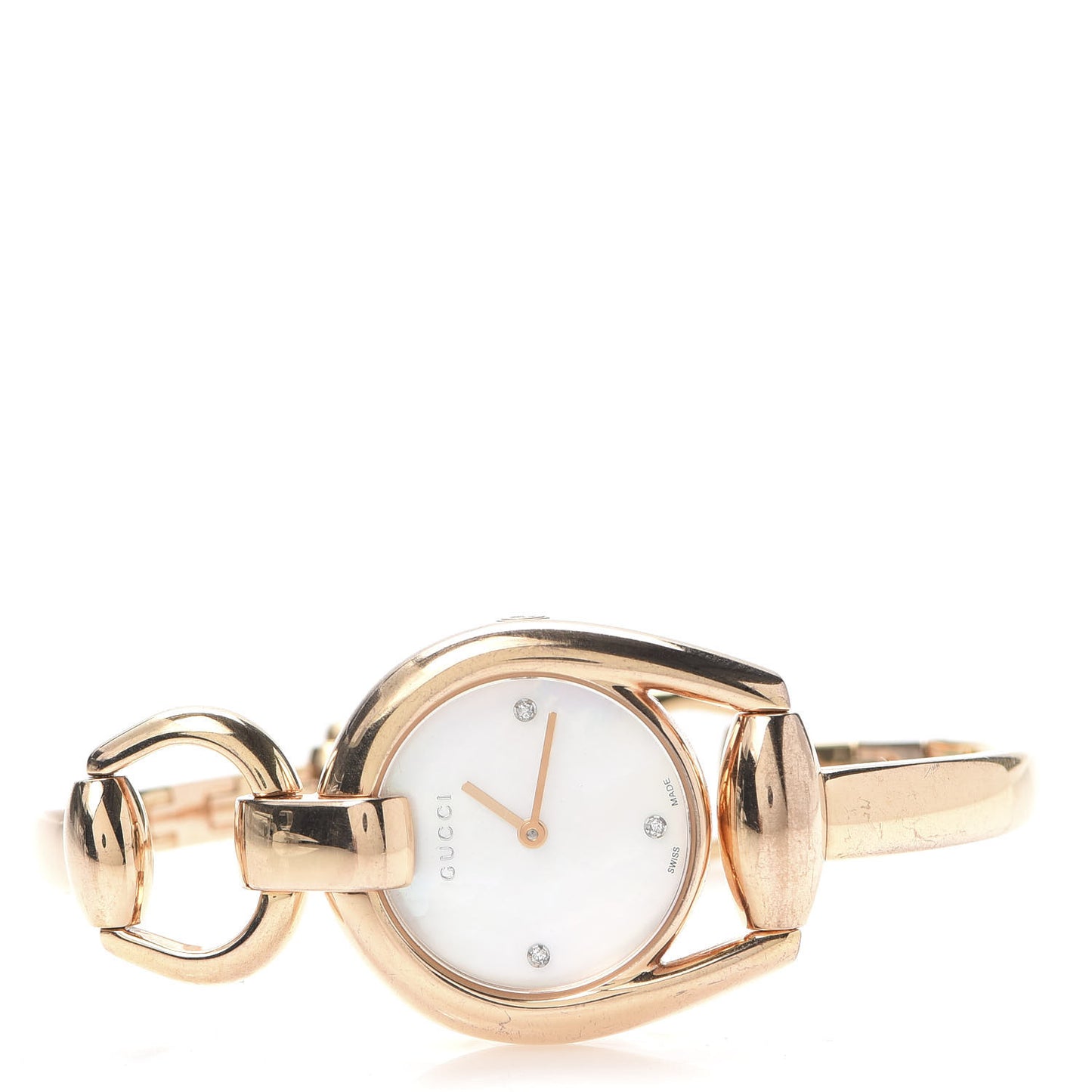 Stainless Steel Diamond Mother of Pearl 28mm Horsebit Quartz Watch