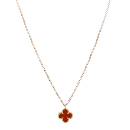 Van Cleef & Arpels 18K Rose Gold Carnelian Sweet Alhambra Pendant Necklace 1 of 6