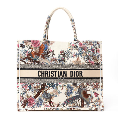Christian Dior Canvas Embroidered Large Jardin D'Hiver Book Tote Latte Multicolor 1 of 10