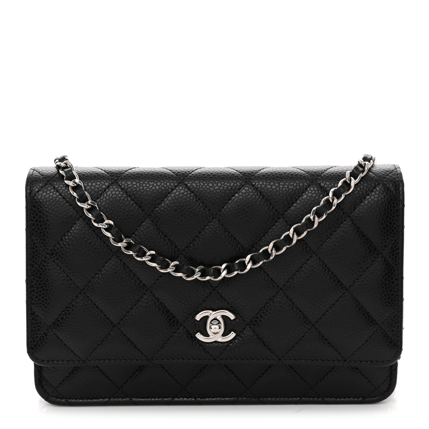 Chanel Caviar Quilted CC Turnlock Wallet On Chain WOC Black 1 of 12