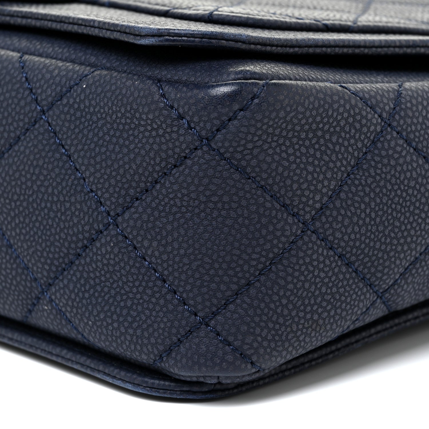 Chanel Washed Caviar Quilted Medium Turn Around Ligne Flap Navy 10 of 17