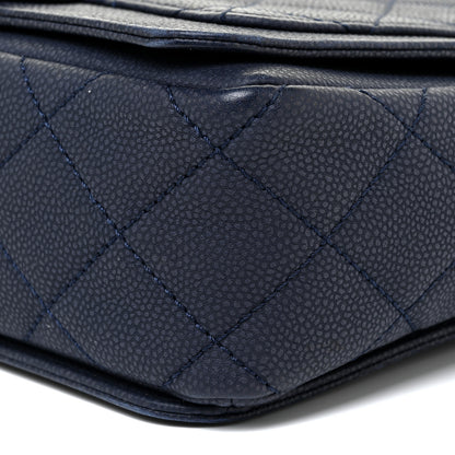 Chanel Washed Caviar Quilted Medium Turn Around Ligne Flap Navy 10 of 17