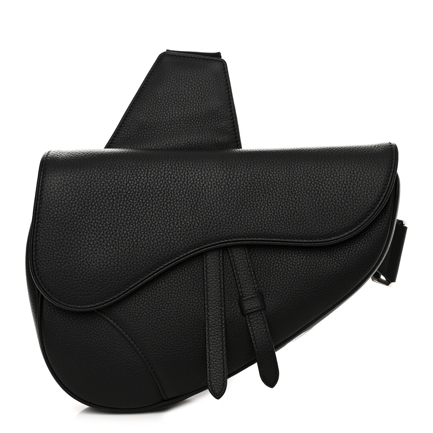 Grained Calfskin Mens Saddle Bag Black