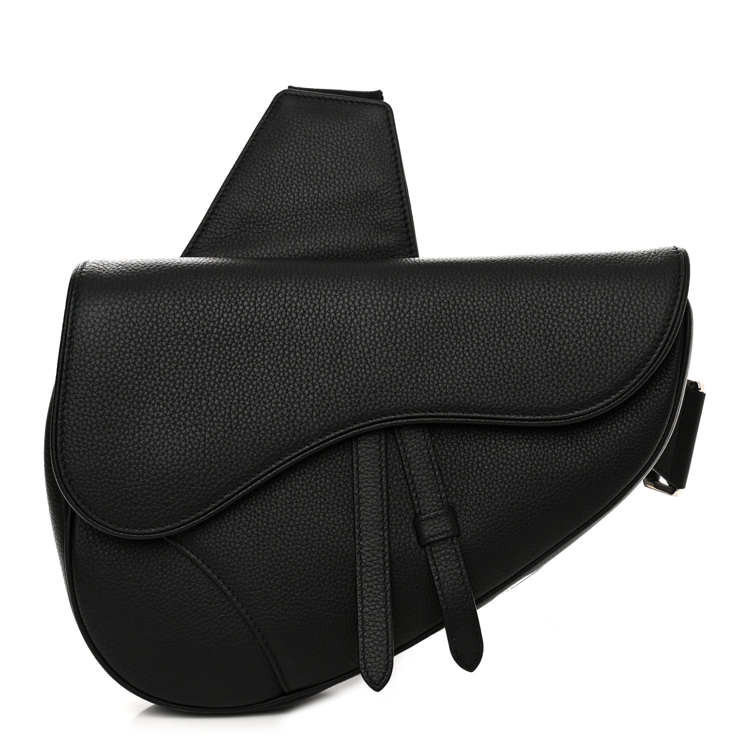 Christian Dior Grained Calfskin Mens Saddle Bag Black 1 of 10