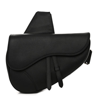 Christian Dior Grained Calfskin Mens Saddle Bag Black 1 of 10