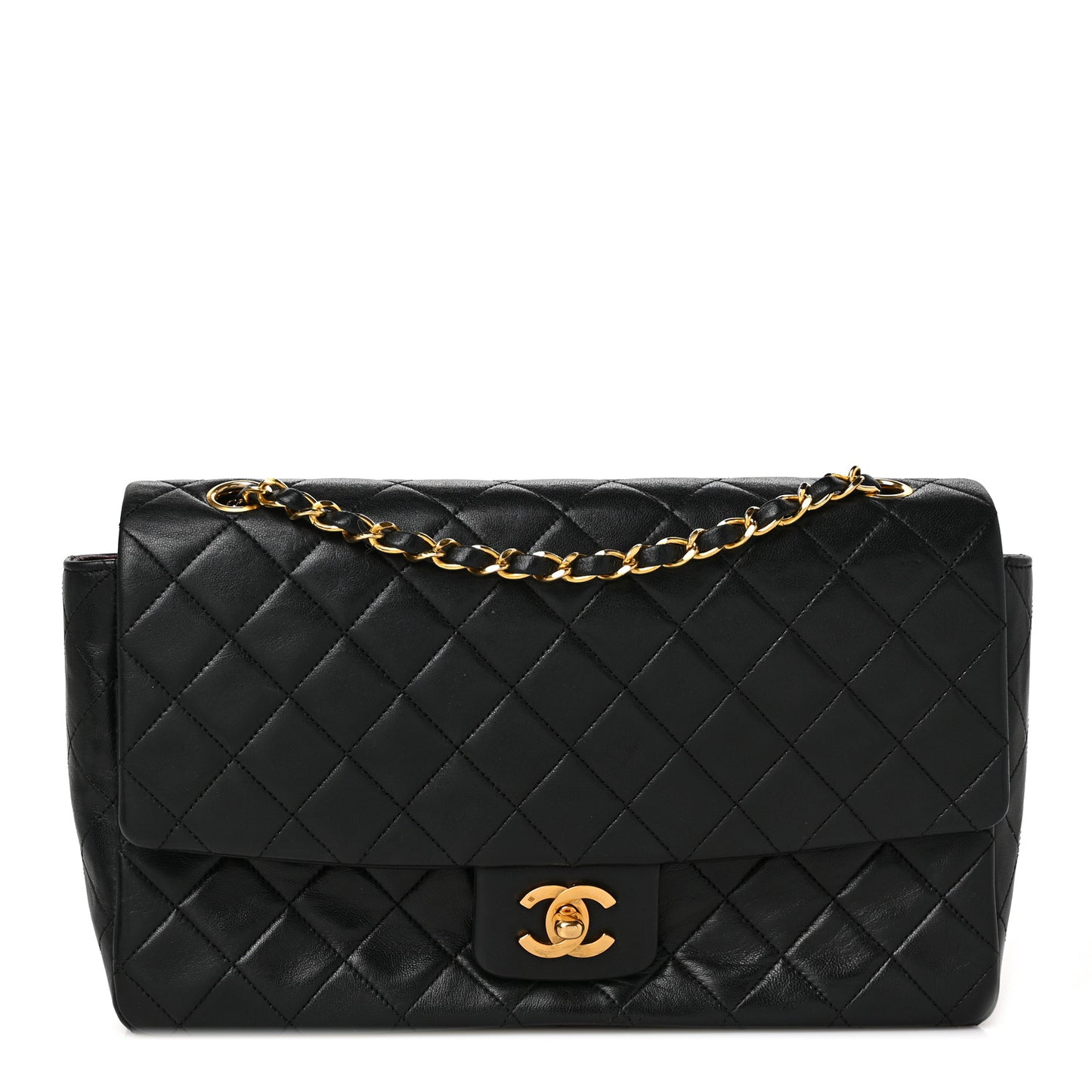 Lambskin Quilted Medium Single Flap Black