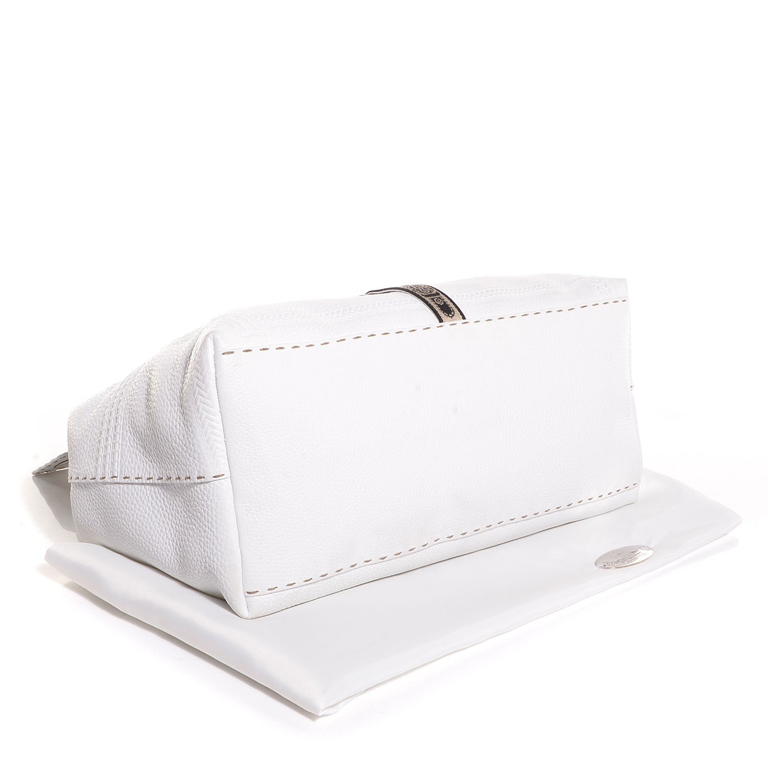 Fendi Calfskin Romano Selleria Large Villa Borghese Tote White 4 of 10