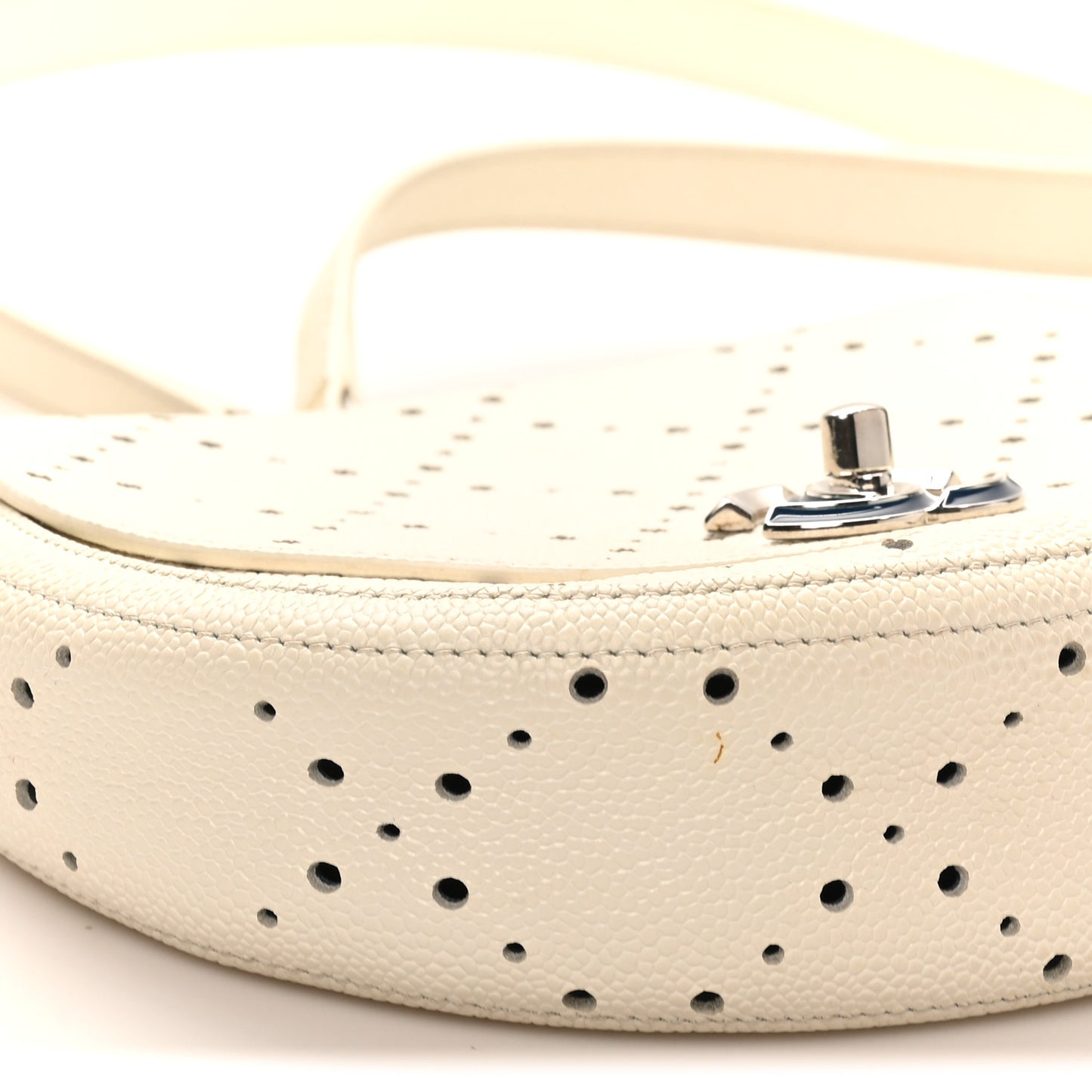 Caviar Perforated Messenger Bag White