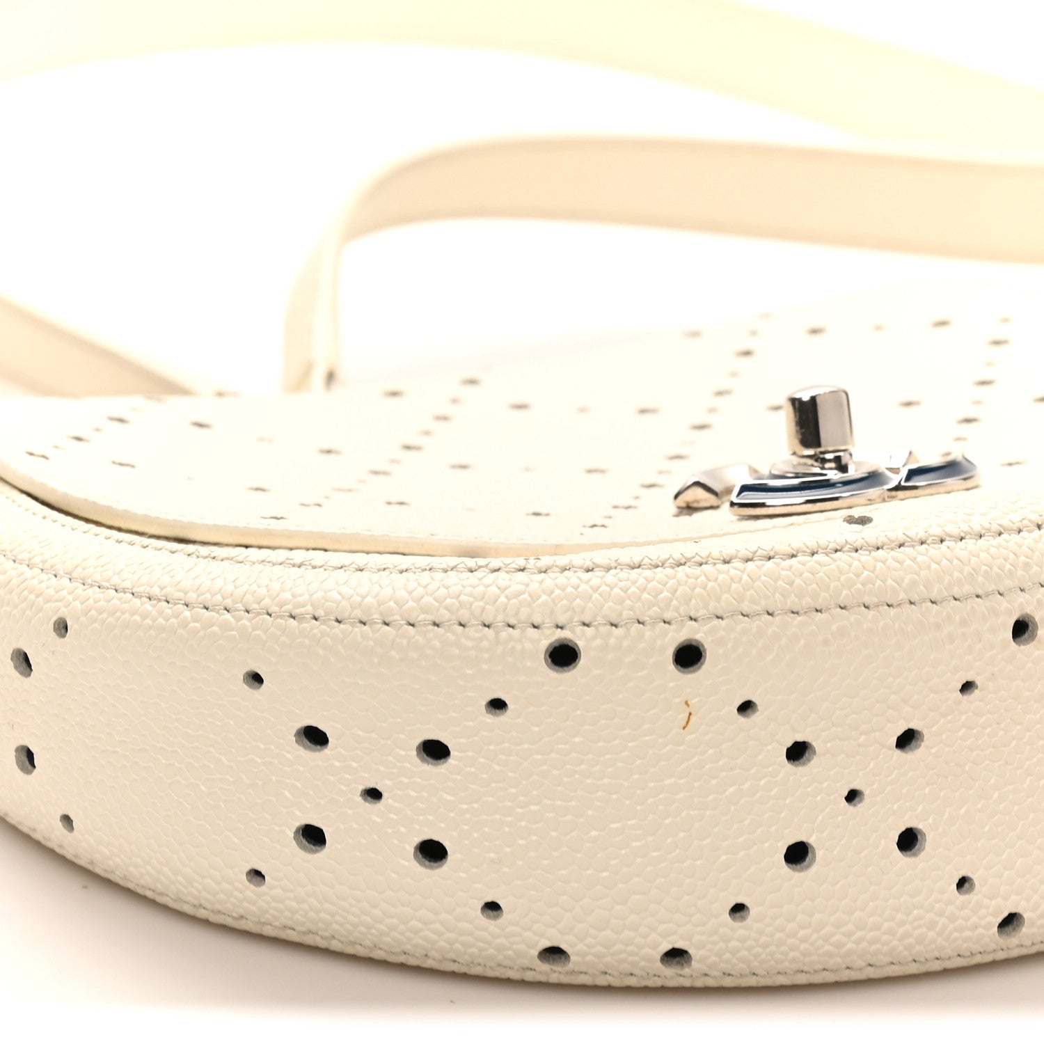 Chanel Caviar Perforated Messenger Bag White 9 of 12