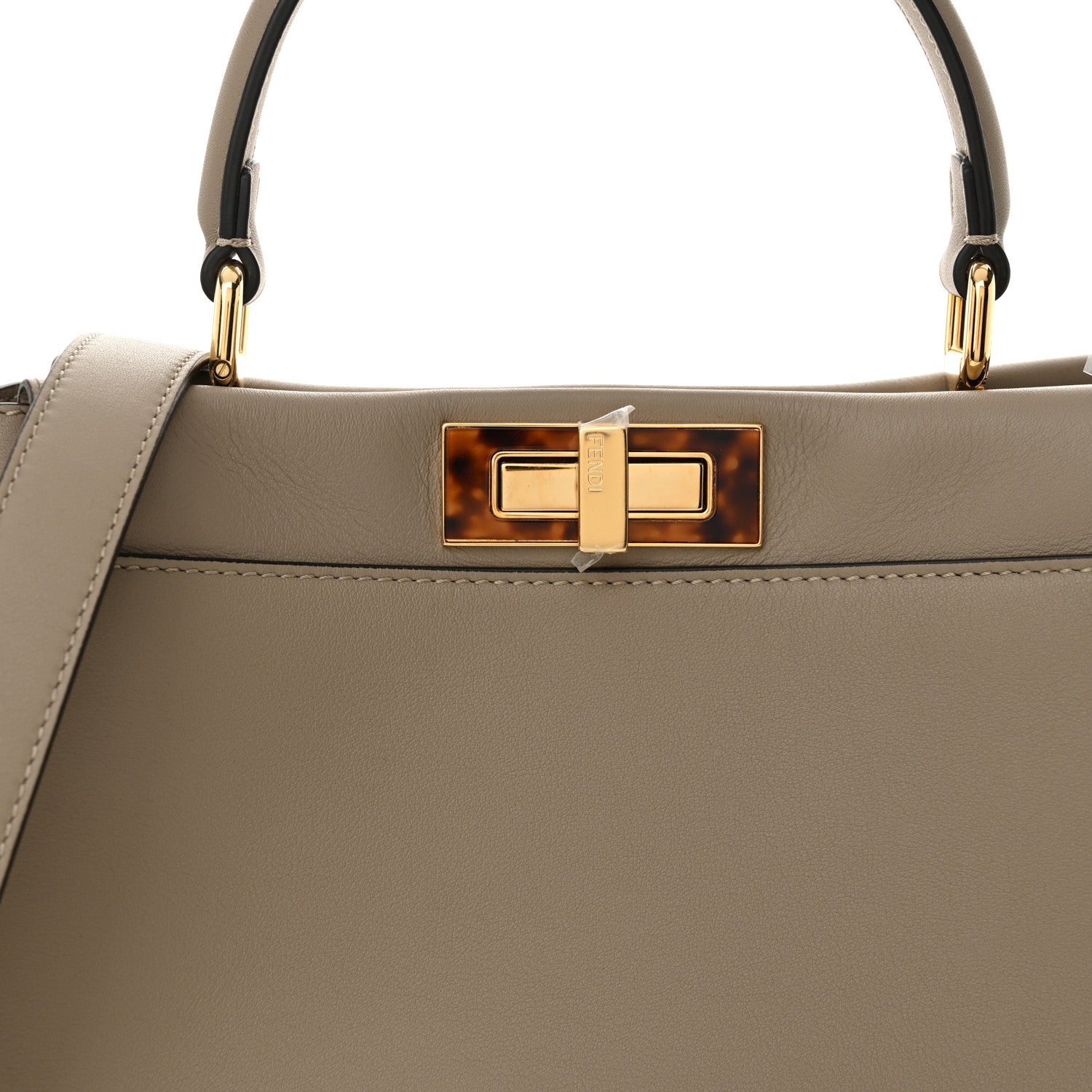 Fendi Vitello Seta Plexiglass Tortoise Medium Peekaboo Iconic Satchel Tortora 8 of 10