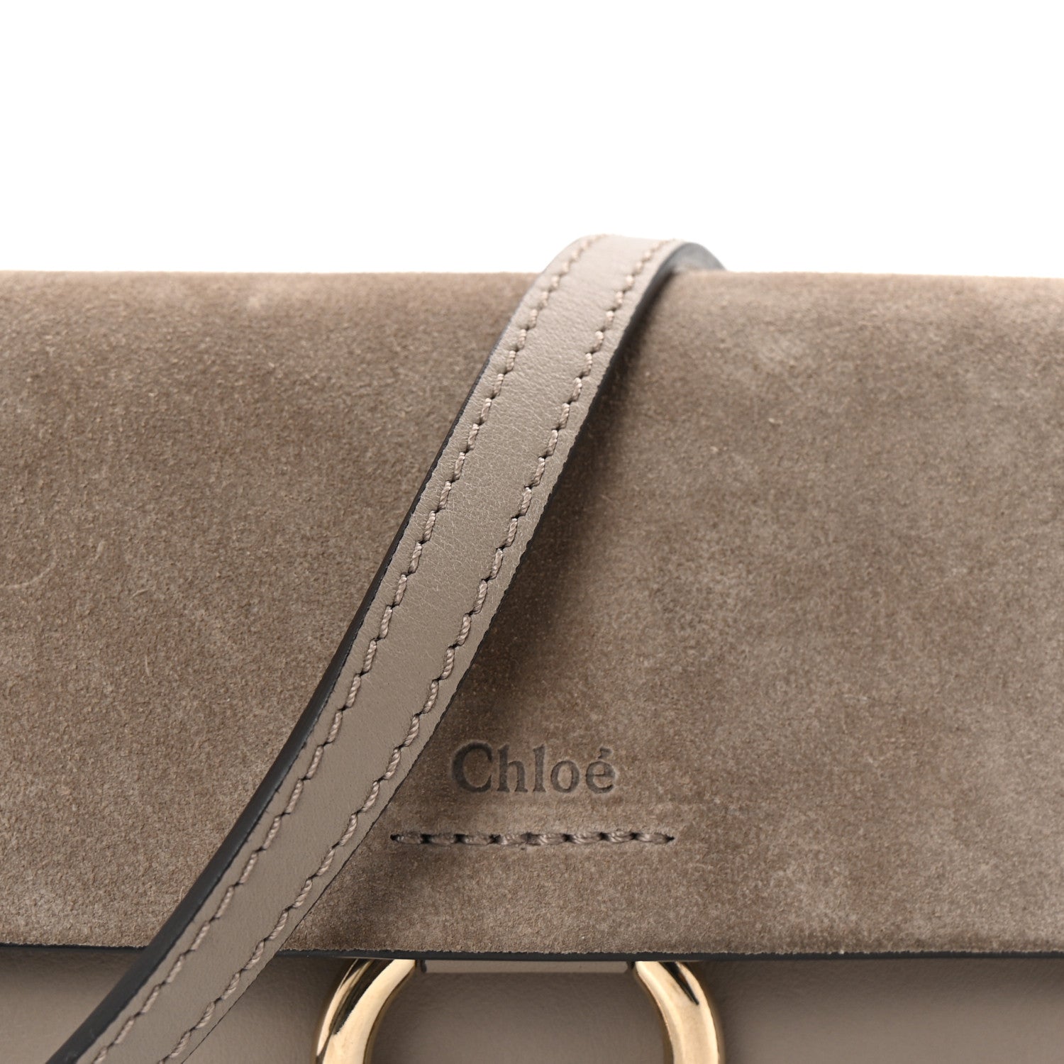 Chloe Suede Calfskin Mini Faye Shoulder Bag Motty Grey 8 of 10