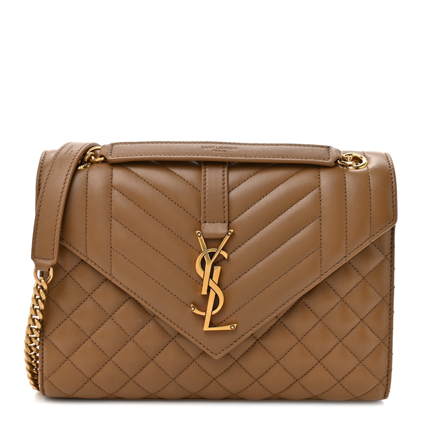 Lambskin Mixed Matelasse Triquilt Medium Monogram Satchel Dark Cork