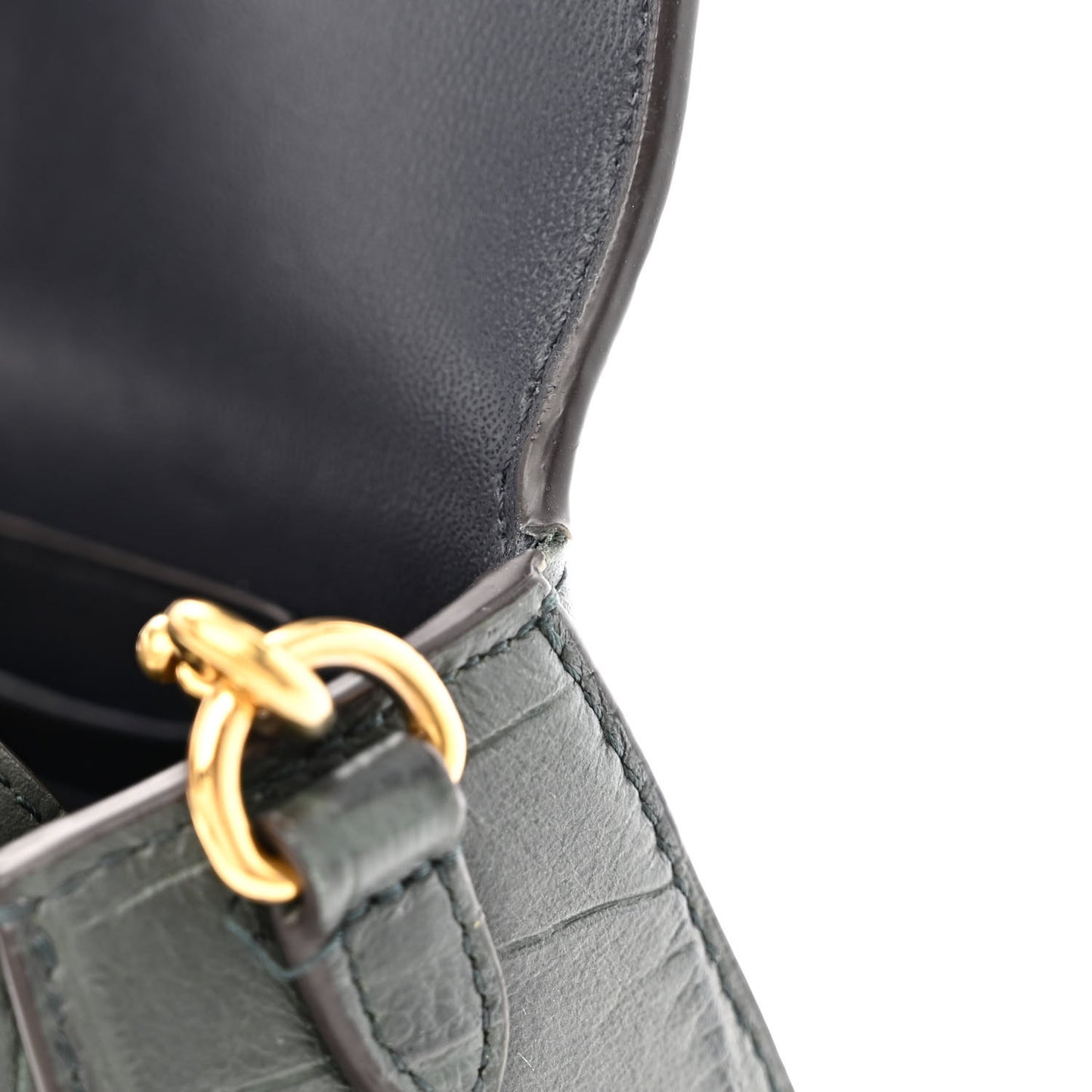 Crocodile Embossed Calfskin Small Darley Satchel Green