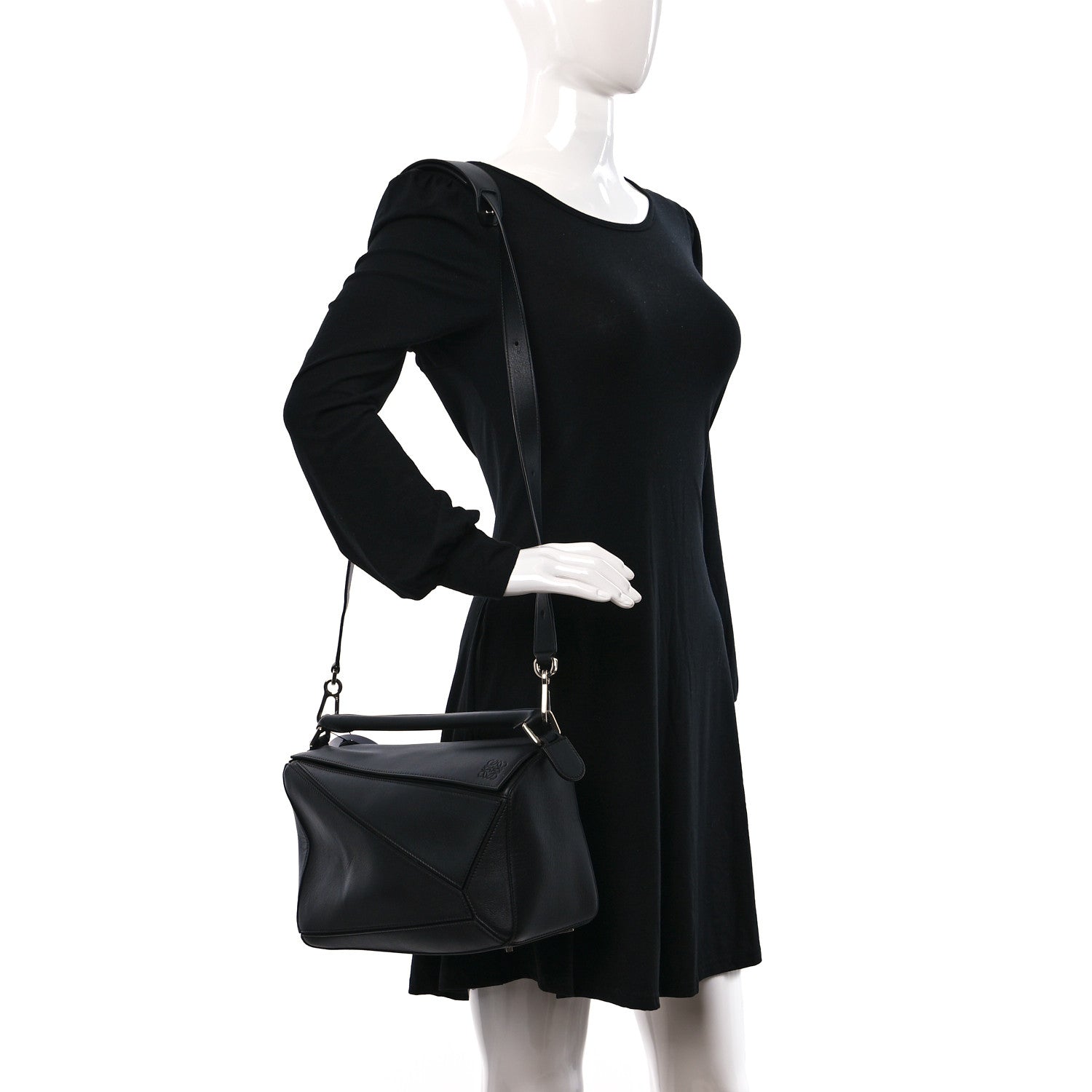 Loewe Calfskin Medium Puzzle Bag Black 2 of 9