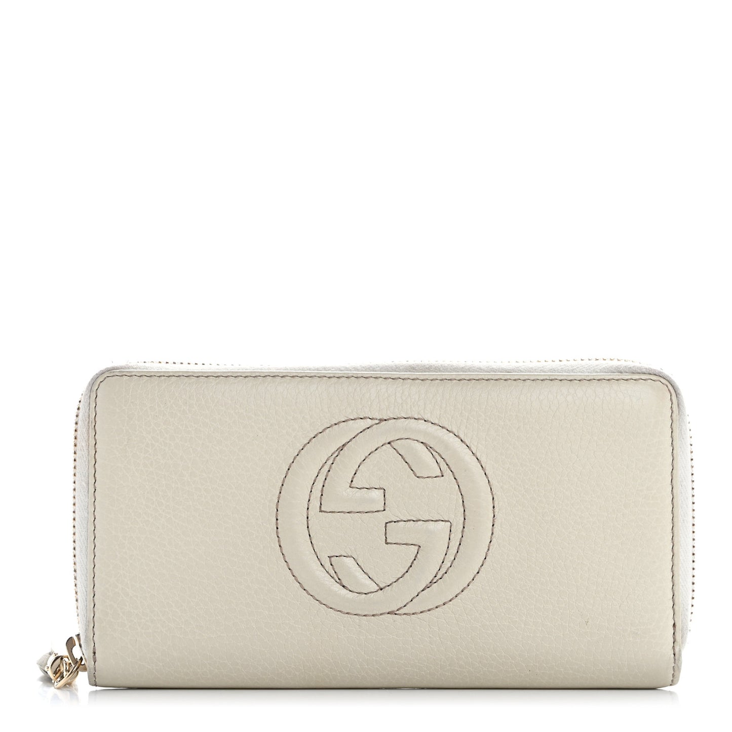 Pebbled Calfskin Soho Zip Around Wallet Off White