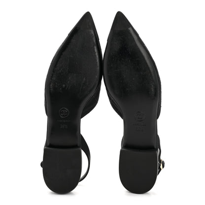 Chanel Grosgrain Camellia Slingback Flats 39.5 Black White 18 of 36