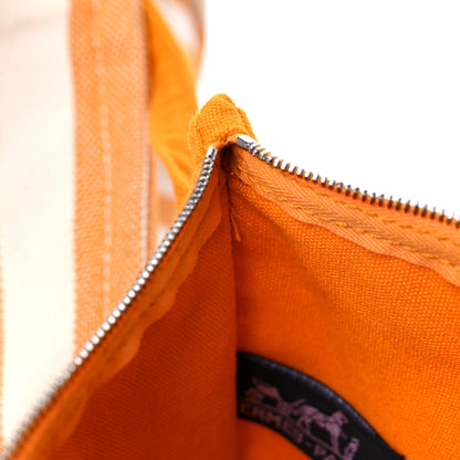 Hermes Canvas Striped Cannes Beach Bag PM Orange 12 of 13