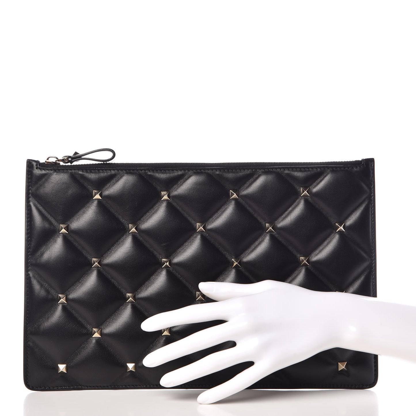 Nappa Candystud Zip Pouch Black
