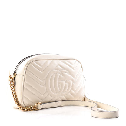 Gucci Calfskin Matelasse Small GG Marmont Chain Shoulder Bag White 2 of 11